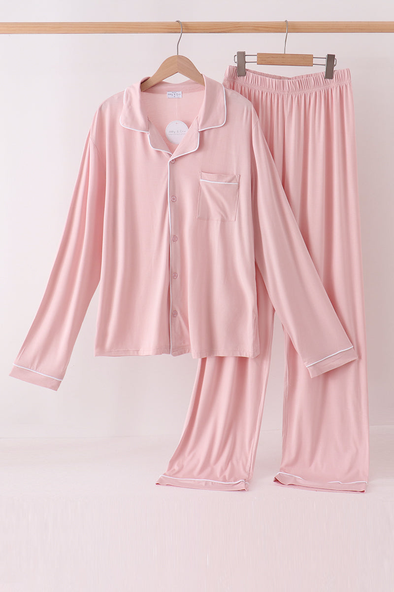 Pink bamboo mom pajama set – wholesale for boutiques | Honeydew USA Aaria Tees