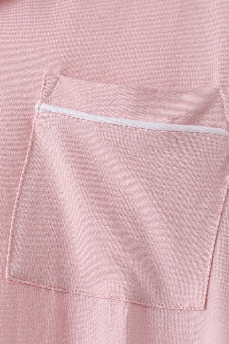 Pink bamboo mom pajama set – view 3 Aaria Tees