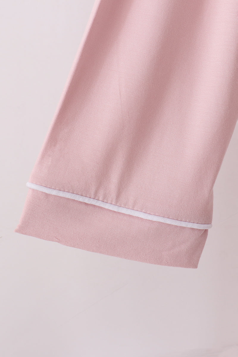 Pink bamboo mom pajama set – view 6 Aaria Tees