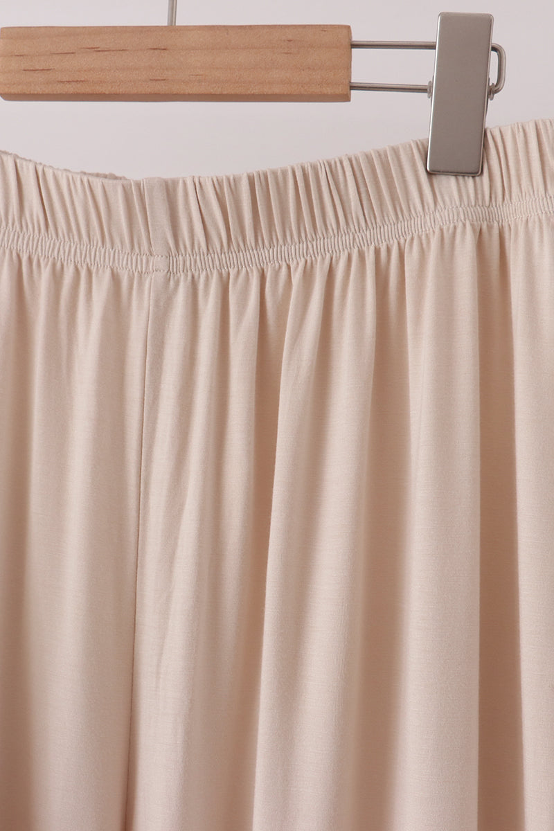 Beige bamboo mom pajama set – view 3 Aaria Tees