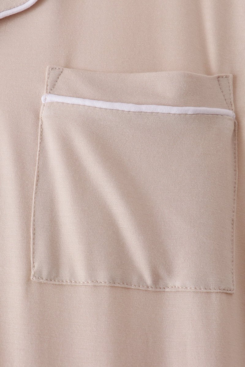 Beige bamboo mom pajama set – view 5 Aaria Tees