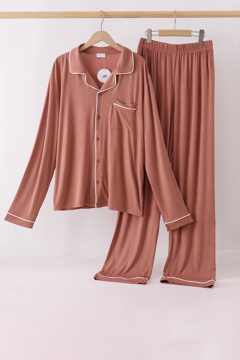 Dusty rose bamboo mom pajama set – wholesale for boutiques | Honeydew USA Aaria Tees