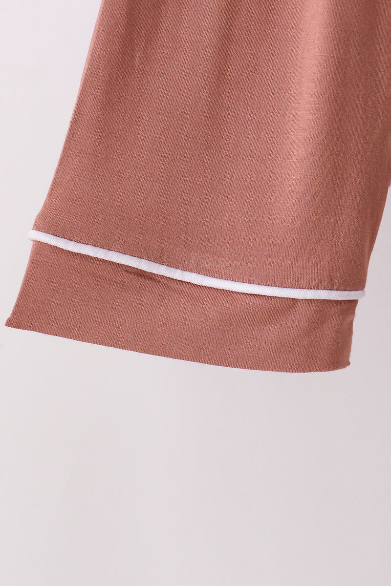 Dusty rose bamboo mom pajama set – view 5 Aaria Tees