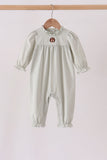 Sage turkey embroidery ruffle romper Aaria Tees