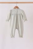 Sage turkey embroidery ruffle romper Aaria Tees
