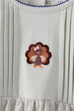 Sage turkey embroidery ruffle pants set Aaria Tees
