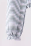 Sage turkey embroidery ruffle stripe romper Aaria Tees