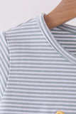 Sage turkey embroidery stripe top Aaria Tees