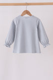 Sage turkey embroidery stripe top Aaria Tees