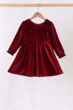 Maroon velvet bow dress Aaria Tees