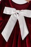 Maroon velvet bow dress Aaria Tees