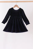 Navy velvet bow dress Aaria Tees