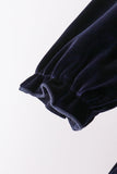 Navy velvet bow dress Aaria Tees