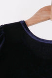Navy velvet bow dress Aaria Tees