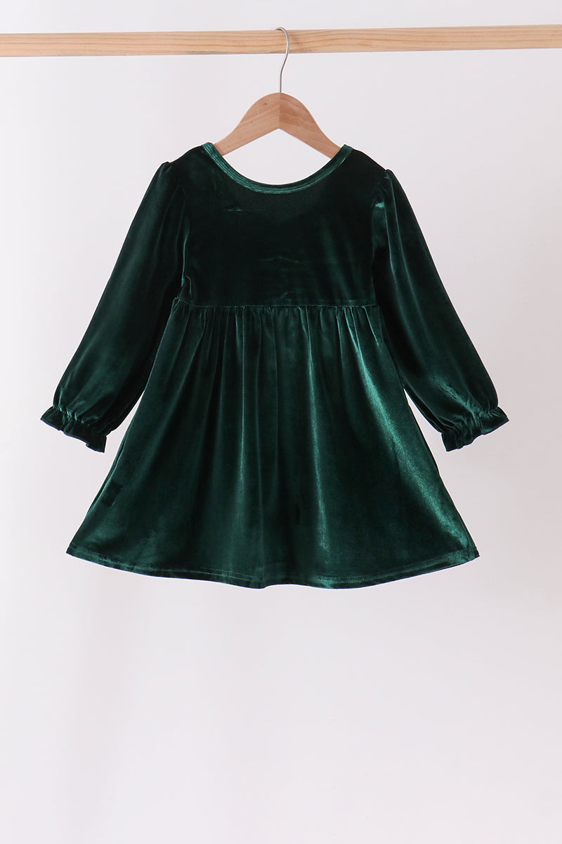 Green velvet bow dress - Aaria Tees