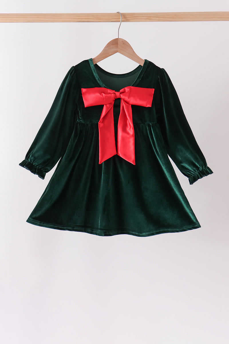 Green velvet bow dress - Aaria Tees Aaria Tees