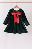 Green velvet bow dress - Aaria Tees Aaria Tees