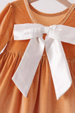 Gold velvet bow dress Aaria Tees