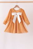 Gold velvet bow dress Aaria Tees