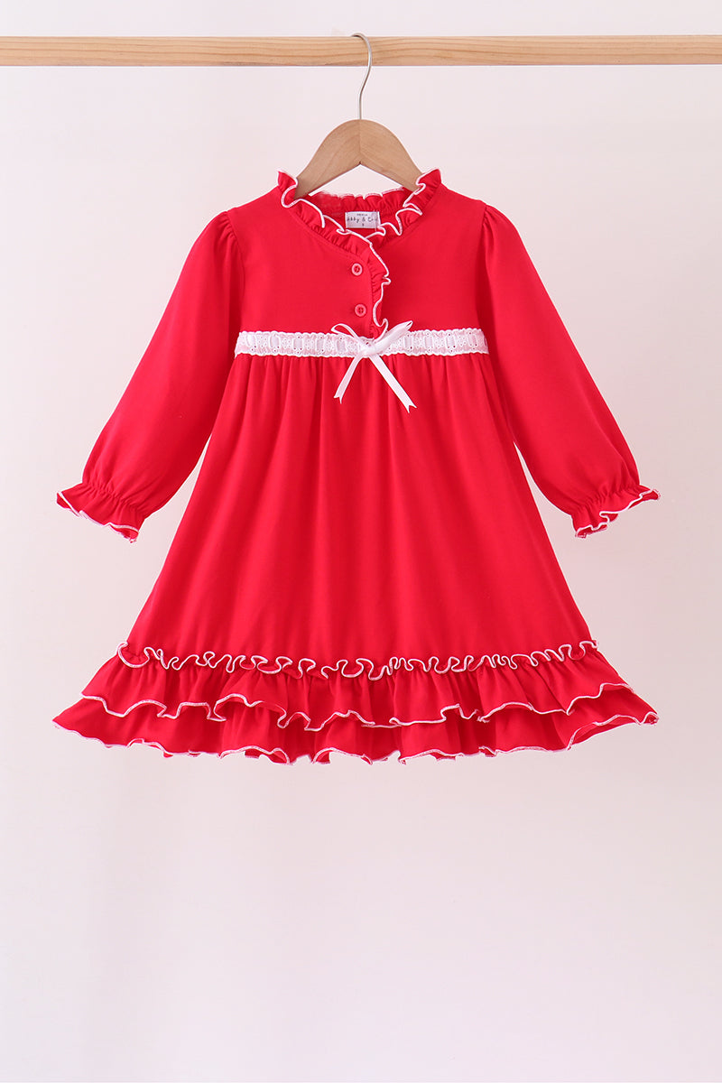 Red bow ruffle dress - Aaria Tees