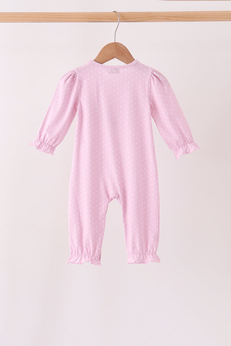 Pink christmas tree gingerbread embroidery romper - Aaria Tees Aaria Tees
