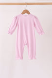 Pink christmas tree gingerbread embroidery romper - Aaria Tees Aaria Tees