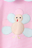 Pink turkey embroidery stripe romper Aaria Tees