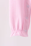 Pink turkey embroidery stripe romper Aaria Tees