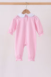 Pink turkey embroidery stripe romper Aaria Tees