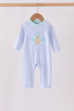 Blue turkey embroidery stripe romper Aaria Tees