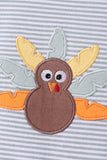 Sage turkey embroidery stripe romper Aaria Tees