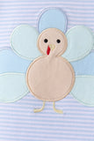 Blue turkey embroidery stripe pants set Aaria Tees