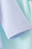 Blue turkey embroidery stripe pants set Aaria Tees