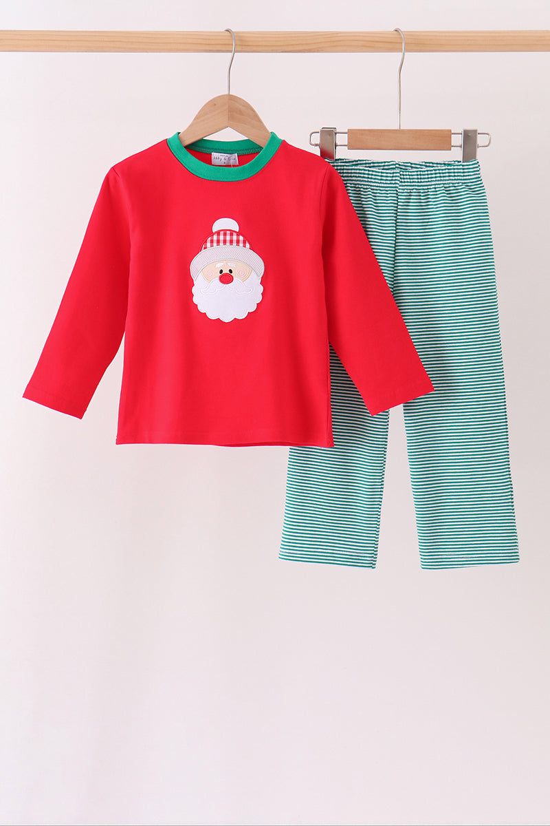 Red christmas santa embroidery pants set - Aaria Tees Aaria Tees
