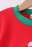 Red christmas santa embroidery pants set - Aaria Tees Aaria Tees