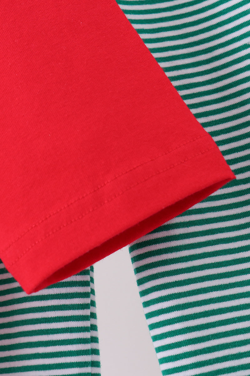 Red christmas santa embroidery pants set - Aaria Tees Aaria Tees
