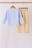 Blue turkey embroidery pants set - Aaria Tees Aaria Tees
