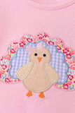 Pink turkey embroidery scalloped pants set - Aaria Tees Aaria Tees