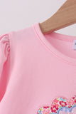 Pink turkey embroidery scalloped pants set - Aaria Tees Aaria Tees