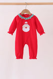 Red christmas santa embroidery ruffle romper - Aaria Tees Aaria Tees