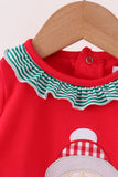 Red christmas santa embroidery ruffle romper - Aaria Tees Aaria Tees