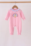 Pink turkey embroidery ruffle romper - Aaria Tees Aaria Tees