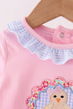 Pink turkey embroidery ruffle romper - Aaria Tees Aaria Tees