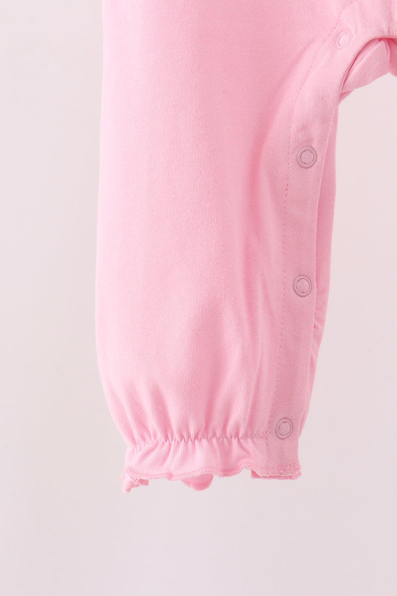Pink turkey embroidery ruffle romper - Aaria Tees Aaria Tees