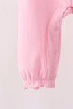 Pink turkey embroidery ruffle romper - Aaria Tees Aaria Tees