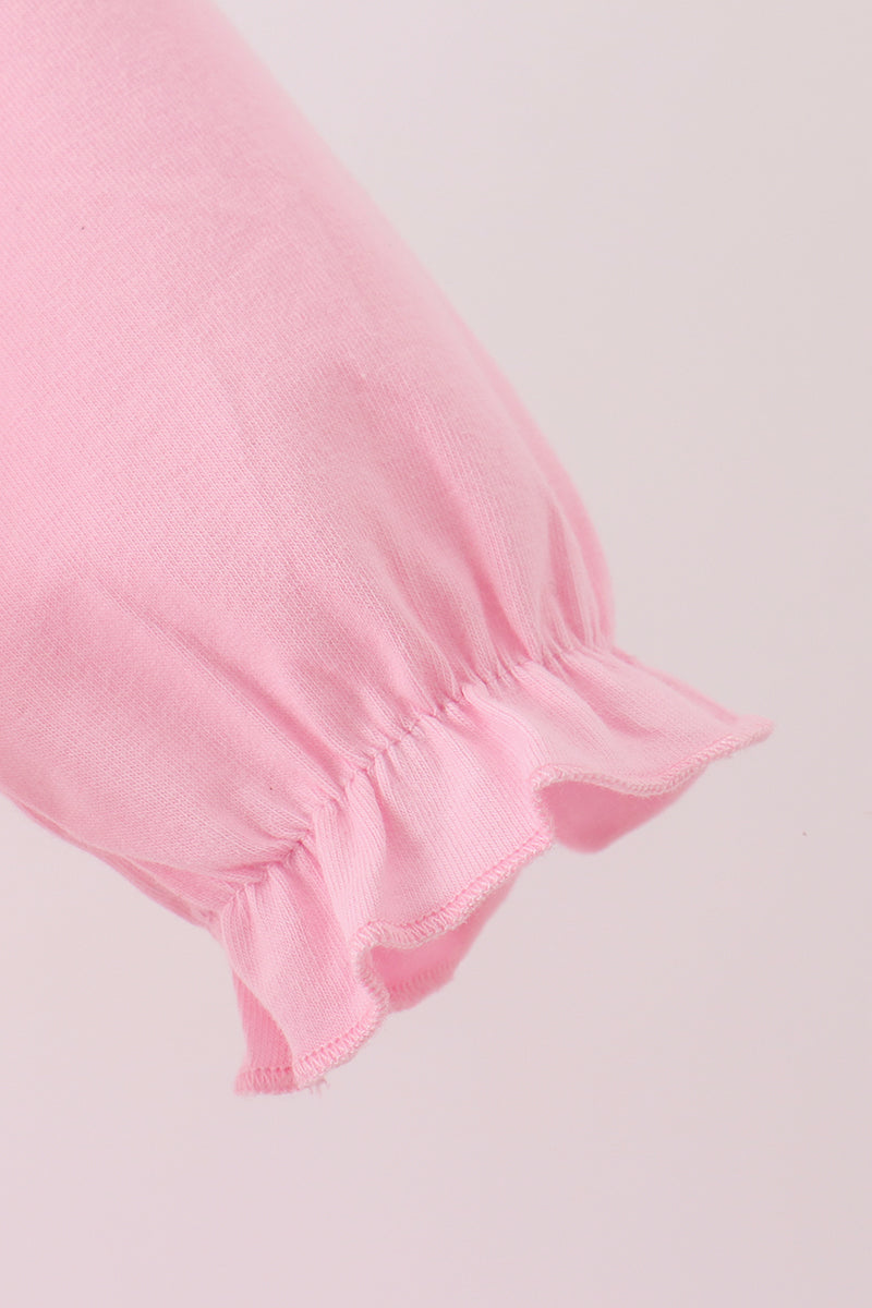 Pink turkey embroidery ruffle romper - Aaria Tees Aaria Tees