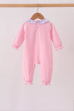 Pink turkey embroidery ruffle romper - Aaria Tees Aaria Tees