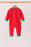 Red christmas santa embroidery romper - Aaria Tees Aaria Tees