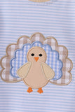 Blue turkey embroidery stripe romper - Aaria Tees Aaria Tees