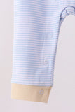 Blue turkey embroidery stripe romper - Aaria Tees Aaria Tees